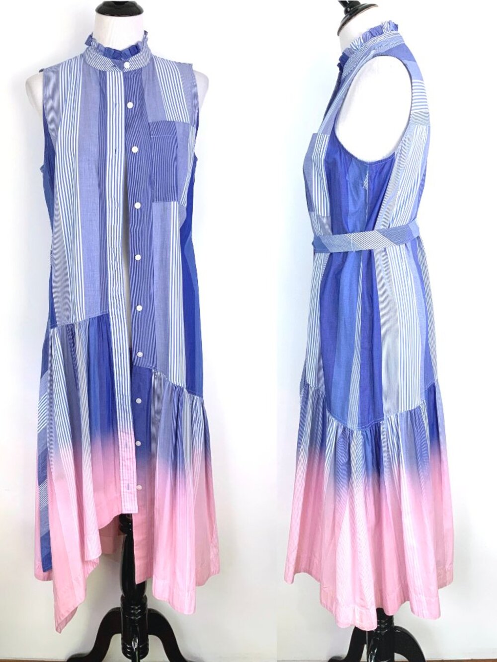 Derek Lam 10 Crossby Nerioa Dip Dye Hourglass Ombré Shirt Dress Sz 6 - Picture 5 of 16